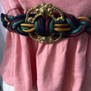 Vintage 90's Navy Blue Belt With Gold Accents size M-l